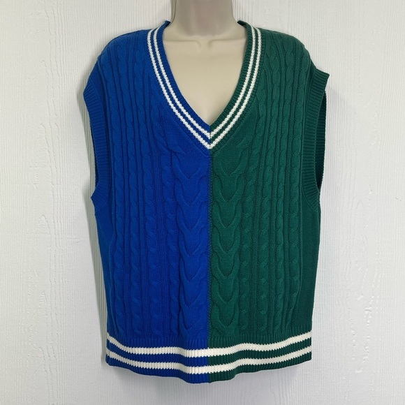 Wild fable - Cable Color-block V Neck Sleeveless Lightweight Sweater Size Small - Picture 3 of 11
